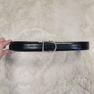 Mens Nexbelt Precise Fit Ratchet Black Leather Belt Silver Buckle size 25” - 32”